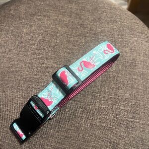 Flamingo dog collar, small - Pink and Blue